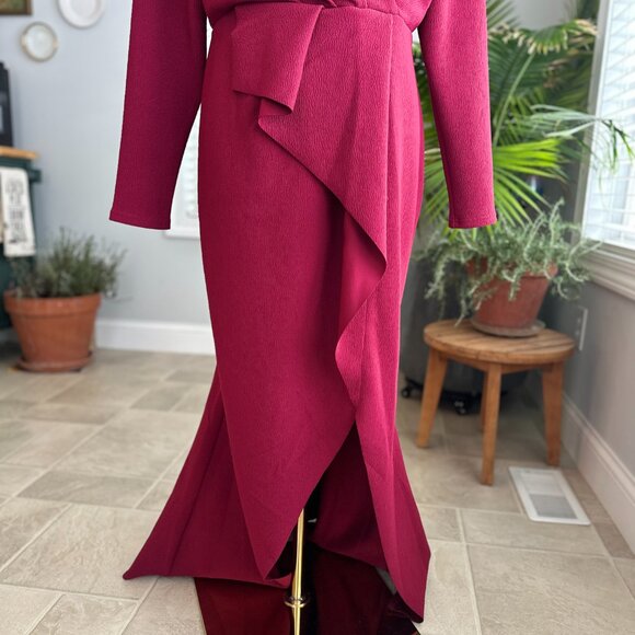 NWT XS (14) City Chic Maxi One Dream Deep Red High Low Dress - Picture 6 of 16